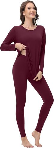 WiWi Women's Pajamas Leggings Lounge Set Viscose from Bamboo Sleepwear Long Sleeve Top and Pants Lightweight Pjs S-XXL in Saudi Arabia