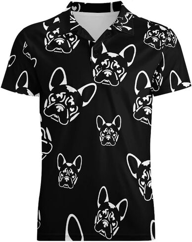 French Bulldog Polo Shirts for Men Short Sleeve Sports Quick Dry Golf Tennis Shirt in Saudi Arabia
