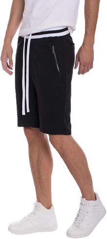WEIV GEAR Men's Sweat Shorts – French Terry Drawstring Elastic Waist Active Athletic Workout Pants with Zipper Pockets in Saudi Arabia
