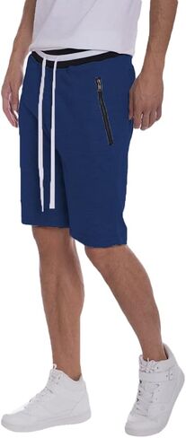 WEIV GEAR Men's Sweat Shorts – French Terry Drawstring Elastic Waist Active Athletic Workout Pants with Zipper Pockets in Saudi Arabia
