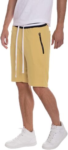 WEIV GEAR Men's Sweat Shorts – French Terry Drawstring Elastic Waist Active Athletic Workout Pants with Zipper Pockets in Saudi Arabia