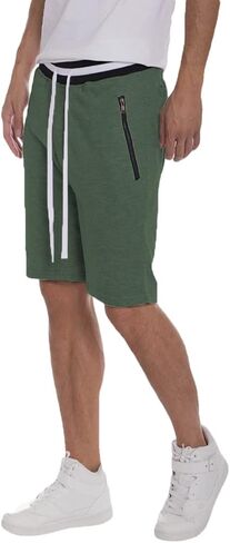 WEIV GEAR Men's Sweat Shorts – French Terry Drawstring Elastic Waist Active Athletic Workout Pants with Zipper Pockets in Saudi Arabia