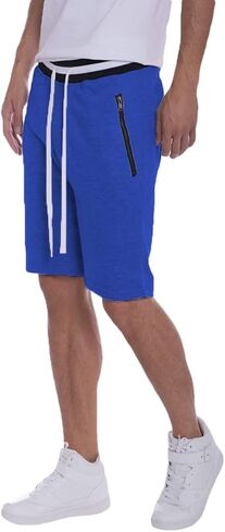 WEIV GEAR Men's Sweat Shorts – French Terry Drawstring Elastic Waist Active Athletic Workout Pants with Zipper Pockets in Saudi Arabia