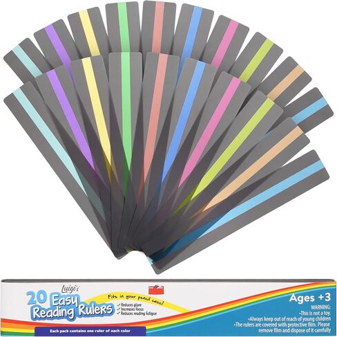 SB Education Luigi's 10 X Reading Radiins - Aldlays الملون لعسر القراءة - عُسر القراءة AIDS للقراءة - عسر القراءة التراكبات للصفحة - عسر القراءة أجهزة القراءة - تتبع القراءة الخاصة بك in Kuwait