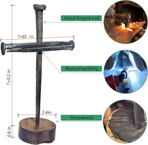 Jesus Christ Crucifixion Nail Metal Cross Wooden Base, Baptism & Religious Gifts for Men Women,Christian Home Decor in Saudi Arabia