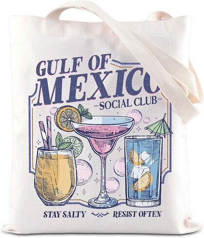 ENSIANTH Mexico Social Club Tote Bag Patriotic Gift Cocktails Vacation Hangbag Gulf Social Club-Cocktail Drink Gift in Saudi Arabia