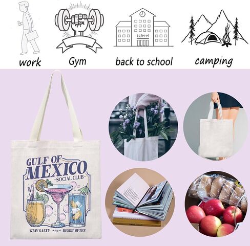ENSIANTH Mexico Social Club Tote Bag Patriotic Gift Cocktails Vacation Hangbag Gulf Social Club-Cocktail Drink Gift in Saudi Arabia