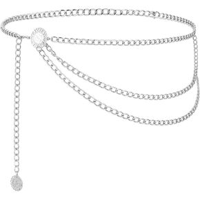 Multilayer Metal Waist Chain Belt for Women, Adjustable Fashion Gold Body Jewelry for Dresses Jeans in Kuwait