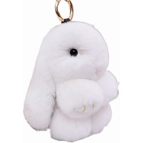 Bunny Keychain Cute Soft Rabbit Fur Pom Pom Plush Fluffy Keychain for Women Perfect With Keys, Handbag, Backpack in Saudi Arabia