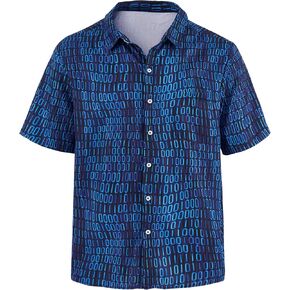 Geek Nerdy Funny Shirts for Men-Men's Novelty Printed Button Up Shirt Binary Code Shirt in Saudi Arabia