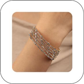 خمر متعدد الطبقات كريستال حجر الراين الكفة سوار تألق بلورات الدمعة المفتوحة الكفة السوار الزفاف اكسسوارات اليد حفلة موسيقية مجوهرات in Kuwait