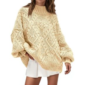 Saodimallsu Womens Oversized Sweaters Cable Knit Crew Neck Long Sleeve Pullover Sweater 2025 Fall Winter Chunky Trendy Tops in Saudi Arabia