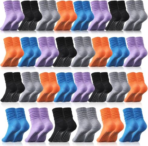 30 Pairs Pilates Socks with Grips Yoga Socks Non Slip Anti Skid Long Ankle Crew Sock Barre for Women Dance Hospital in Saudi Arabia