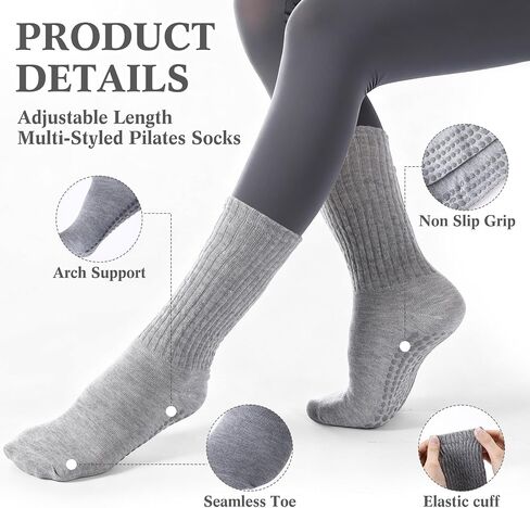 30 Pairs Pilates Socks with Grips Yoga Socks Non Slip Anti Skid Long Ankle Crew Sock Barre for Women Dance Hospital in Saudi Arabia