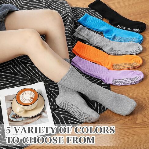 30 Pairs Pilates Socks with Grips Yoga Socks Non Slip Anti Skid Long Ankle Crew Sock Barre for Women Dance Hospital in Saudi Arabia