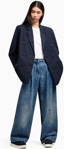 Armani Exchange Women's Mixed Media Cotton Twill and Denim Trouser in Saudi Arabia