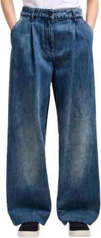 Armani Exchange Women's Mixed Media Cotton Twill and Denim Trouser in Saudi Arabia