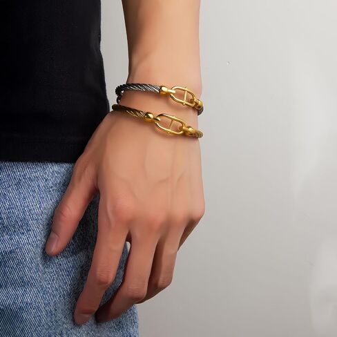 Gold Bracelets for Men Friendship Love Bangle Bracelets Adjustable Stainless Steel Cuff Bracelet Jewelry Birthday Gifts for Mens Womens in Saudi Arabia