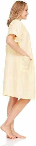 Women's Snaps Front Closure House Dress Short Sleeve Woven Housecoat Duster Lounger Robe in Saudi Arabia