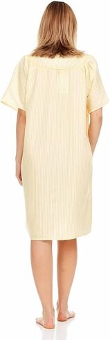 Women's Snaps Front Closure House Dress Short Sleeve Woven Housecoat Duster Lounger Robe in Saudi Arabia