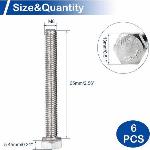 MroMax M8 عرافة الترباس M8-1.25x80 مللي متر عرافة الترباس عرافة مسمار لولبي الرأس البراغي 304 الفولاذ المقاوم للصدأ الخيوط بالكامل عرافة الحنفية البراغي 5 قطعة in Kuwait