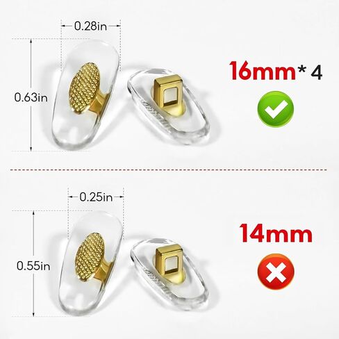 4 Pairs Soft Silicone Replacement Nose Pads for RayBan，Plug in/Push in Model Ray Ban Sunglasses Nose Pad Replacement, Eye Glasses Nose Pads Non Slip(Gold, 16mm) in Saudi Arabia