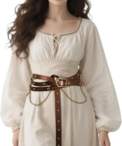 Medieval Belt Women Vintage Adjustable Faux Leather Renaissance Belt for Women Dresses Cosplay in Kuwait