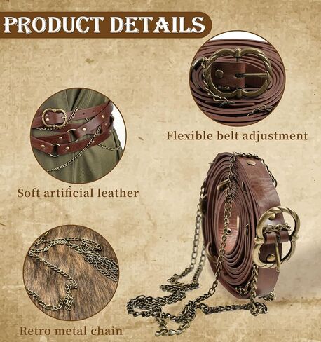 Medieval Belt Women Vintage Adjustable Faux Leather Renaissance Belt for Women Dresses Cosplay in Kuwait