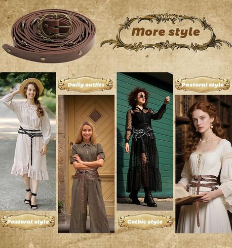 Medieval Belt Women Vintage Adjustable Faux Leather Renaissance Belt for Women Dresses Cosplay in Kuwait