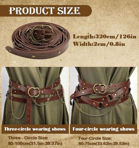Medieval Belt Women Vintage Adjustable Faux Leather Renaissance Belt for Women Dresses Cosplay in Kuwait