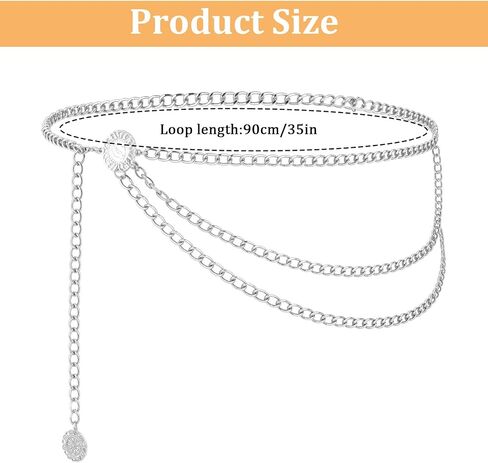 Multilayer Metal Waist Chain Belt for Women, Adjustable Fashion Gold Body Jewelry for Dresses Jeans in Saudi Arabia
