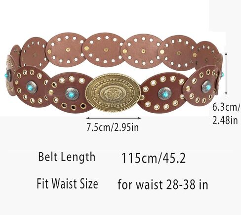 حزام قرص غربي للنساء من Concho Cowgirl أحزمة رعاة البقر للخصر حزام قرص بوهو للفستان in Kuwait