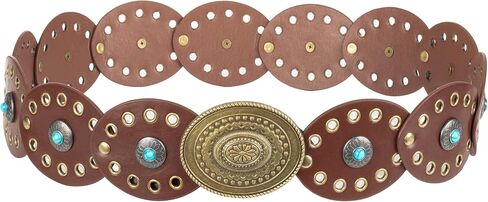 حزام قرص غربي للنساء من Concho Cowgirl أحزمة رعاة البقر للخصر حزام قرص بوهو للفستان in Kuwait