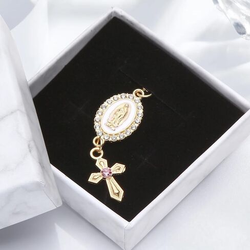 Catholic Rosary Hanging Pendant Chain,Interior Men Women Car Accessories,Steering Wheel Rosary Charm Accessory With Virgin Mary Charm And Crucifix,Car Cross Charms (Gold) in Saudi Arabia