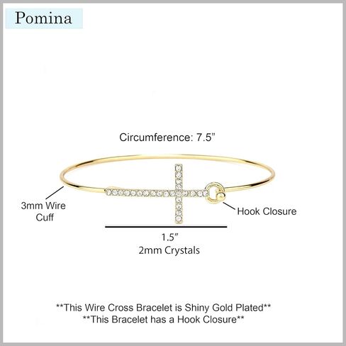 بومينا تشيكوسلوفاكيا كريستال جانبية الصليب الإسورة سوار أنيق رقيقة سلك الذهب الكفة الإسورة سوار هوك مفتوح، مجوهرات هدية دينية للنساء in Kuwait