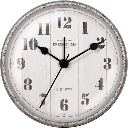 Presentime & Co 4" Chic Home Tabletop Alarm Mantel Clock, Desk and Shelf Clock, Silent no Ticking, Warm Gray and Chic Silver Finish. Tabletop Décor, Home Décor in Saudi Arabia