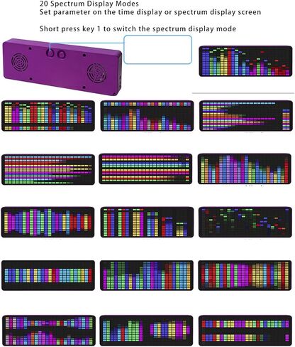 Music Spectrum Display, Colorful LED Music Spectrum Analyzer with 384 RGB LEDs, 20 Dynamic & 7 Color Effects, 1624 Segment Rhythm Light Level Voice Sensor with Clock for Musicians in Saudi Arabia