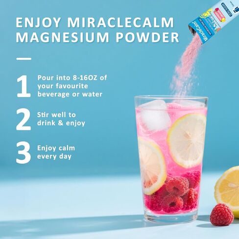 MiracleCalm Drink Mix Powder, Calm Magnesium Calcium Supplement, Cortisol Drink Powdered for Sleep, Relaxed & Focus with Easily Absorbed L-Theanine, Vitamin D3, Ashwagandha, Sugar Free (20 Packs) in Saudi Arabia