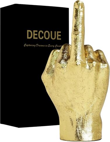ديكور ذهبي DECOUE - تمثال إصبع منحوت من الراتنج - رف منزلي كلاسيكي وديكور مكتب - الإصبع الأوسط in Kuwait
