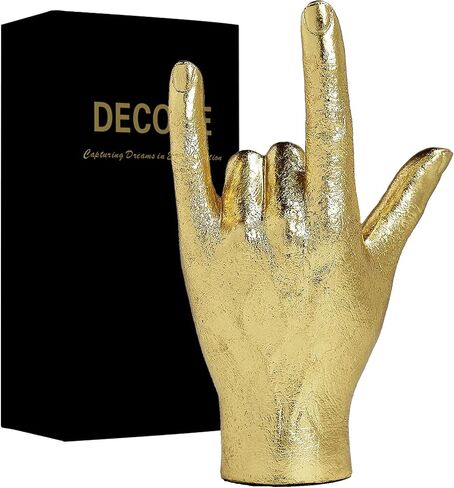 ديكور ذهبي DECOUE - تمثال إصبع منحوت من الراتنج - رف منزلي كلاسيكي وديكور مكتب - الإصبع الأوسط in Saudi Arabia