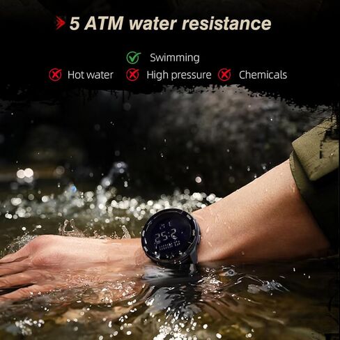 Digital Watch Military Watches for Men Black Tactical Sports Waterproof Men's Women's Wrist Watch with LED Backlight Nylon Band Stopwatch,Green in Kuwait