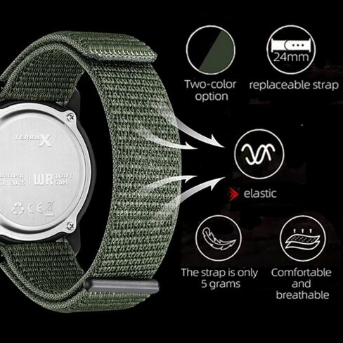 Digital Watch Military Watches for Men Black Tactical Sports Waterproof Men's Women's Wrist Watch with LED Backlight Nylon Band Stopwatch,Green in Kuwait