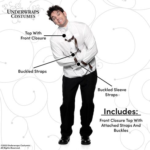 UNDERWRAPS -Men's Straight Jacket - White Front Closure Jacket, Buckles Costume in Saudi Arabia