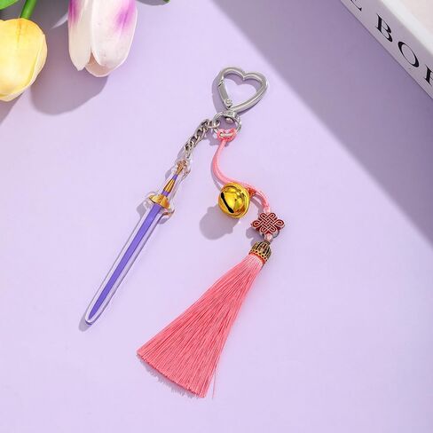Knot keychain Bag Charm Acrylic Anime Character Weapon Keychain Gold Bell Tassel Backpack Handbag Charm in Saudi Arabia