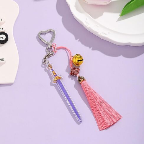 Knot keychain Bag Charm Acrylic Anime Character Weapon Keychain Gold Bell Tassel Backpack Handbag Charm in Saudi Arabia