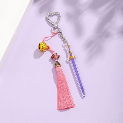 Knot keychain Bag Charm Acrylic Anime Character Weapon Keychain Gold Bell Tassel Backpack Handbag Charm in Saudi Arabia