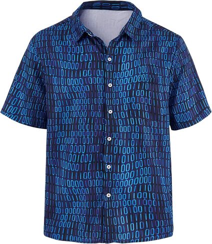Geek Nerdy Funny Shirts for Men-Men's Novelty Printed Button Up Shirt Binary Code Shirt in Saudi Arabia