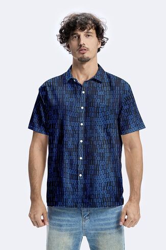 Geek Nerdy Funny Shirts for Men-Men's Novelty Printed Button Up Shirt Binary Code Shirt in Saudi Arabia