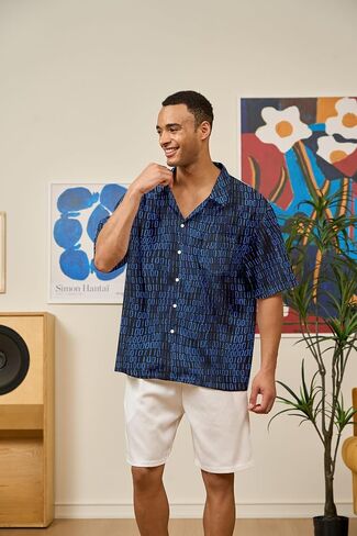 Geek Nerdy Funny Shirts for Men-Men's Novelty Printed Button Up Shirt Binary Code Shirt in Saudi Arabia