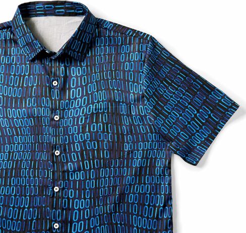 Geek Nerdy Funny Shirts for Men-Men's Novelty Printed Button Up Shirt Binary Code Shirt in Saudi Arabia